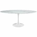 Primewir Lippa Dining Table with Faux Marble Top on White Metal Base, 78 in. EEI-1659-WHI